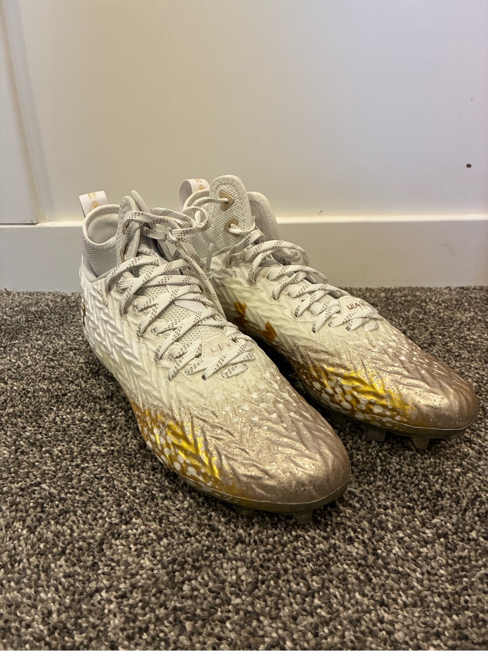 Under Armour White and Gold Football Cleats
